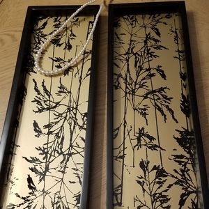 Pair of wood & glass dresser trays
